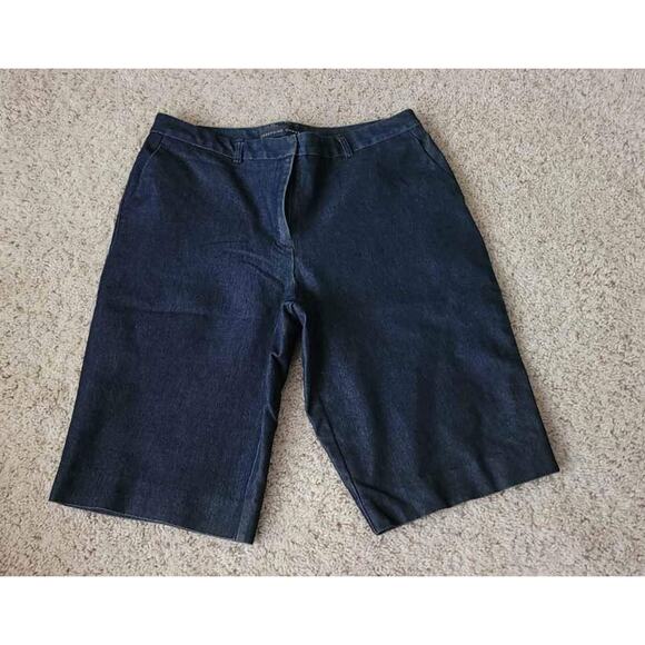 Josephine Chaus Dark Wash Denim Bermuda Shorts Size 8 Cotton Blend - Picture 1 of 5
